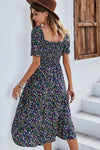 Ditsy Floral Side Slit Flounce Sleeve Dress