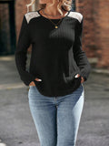 Round Neck Ribbed Long Sleeve Shirt