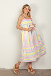 J Striped Woven Smocked Midi Cami Dress