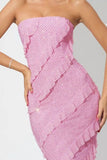Sequin Ruffled Straight Across Dress
