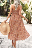 Floral Strapless Slit Midi Dress with Pockets