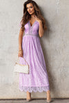 Classy Scalloped Trim Lace Plunge Maxi Dress