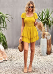 Printed Frill Trim Square Neck Romper