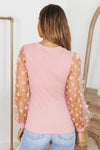 Textured Applique Long Sleeve Blouse