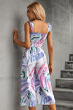 Ruffle Strap Smocked Belted Jumpsuit