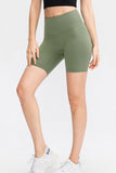 Elastic Waistband Exposed Seam Biker Shorts