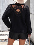 Lace Detail Cutout Long Sleeve Pullover Sweater