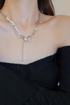 Inlaid Rhinestone Butterfly Pearl Necklace