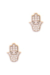 Trendy Hamsa Hand Rhinestone Stud Earring