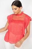 Ruffle Shadow Short Sleeve Top