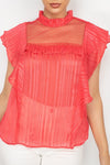 Ruffle Shadow Short Sleeve Top