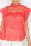 Ruffle Shadow Short Sleeve Top