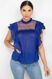 Ruffle Shadow Short Sleeve Top