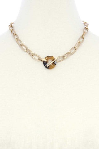 Acetate Ring Oval Link Toggle Clasp Necklace