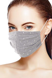 Shiny Silver Metal Studs Cotton Fashion Face Mask