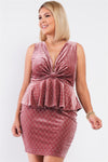 Quilted Glitter Bow Gathered V-neck Flare Hem Fitted Mini Dress