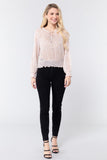 Long Sleeve Print Woven Top W/tie