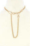 Oval Charm Curb Link Metal Necklace