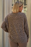 Plus Cheetah Round Neck Long Sleeve Relaxed Fit Top