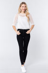 Elbow Sleeve Dot Mesh Top W/inner Cami