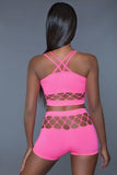 Silk Fishnet, Tank Crop Top and Booty Short Set