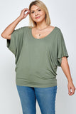 Solid Knit Top, Dolman Short Sleeve With a Flowy Silhouette