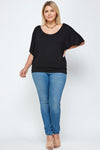 Solid Knit Top, Dolman Short Sleeve With a Flowy Silhouette