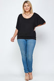 Solid Knit Top, Dolman Short Sleeve With a Flowy Silhouette