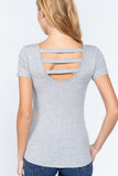 Short Sleeve Top W/ Zipper Pocket and Open Upper Back