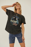 Vintage Style Mineral Washed T-shirt W/ Spaced Out Design