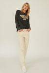 Vintage Style Mineral Washed Long Sleeve Knit Top