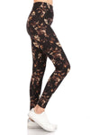 5-inch Long Yoga Style Banded Lined Multi Printed Knit Legging With High Waist