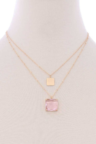 Two Layered Square Pendant Necklace