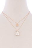 Two Layered Square Pendant Necklace
