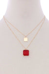 Two Layered Square Pendant Necklace