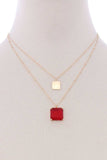 Two Layered Square Pendant Necklace