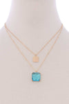 Two Layered Square Pendant Necklace