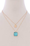 Two Layered Square Pendant Necklace