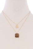 Two Layered Square Pendant Necklace