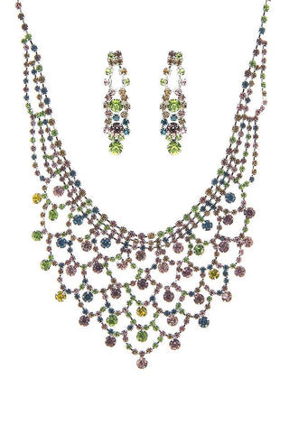 Fashion Design Rhinestone Necklace And Earring Set
