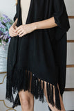Draped Poncho Cardigan With String Detail