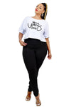 Plus Size Good Vibes Only Printed Boxy Crop Top