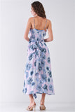 Floral Sleeveless Self-tie Wrap Front Ruffle Hem Side Slit Midi Dress