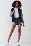 Ripped High-waist Front Zip-up Raw Hem Distressed Mini Shorts
