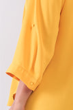 Plus Size Tuscan V-neck Midi Sleeve Pleated Back Relaxed Tunic Top