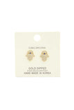 Hamsa Hand Cubic Zirconia Gold Dipped Earring