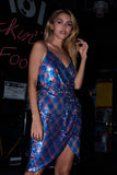Mesmerize Me! Rainbow Sequin Sleeveless V-neck Wrap Mini Dress