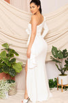 Stretch Crepe One Shoulder Maxi Dress