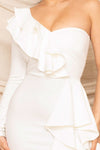 Stretch Crepe One Shoulder Maxi Dress