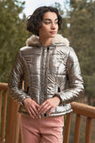 Fuzzy Faux Fur Hood Padded Jacket